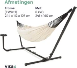 Vita5 Hangmat Met Standaard – 2 Persoons – Incl. Bekerhouder – 205kg Draaggewicht – Beige/Wit 22 Vita5 Hangmat Met Standaard – 2 Persoons – Incl. Bekerhouder – 205kg Draaggewicht – Beige/Wit -Meubel Verkoop 1200x1068 2