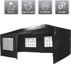 MaxxGarden Partytent - Paviljoen - 3x6m - Incl. Zijwanden - Waterdicht - Zwart -Meubel Verkoop 1200x1068