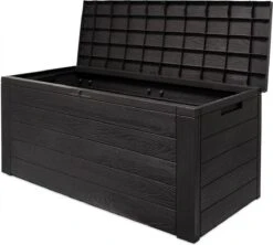 Merkloos Woody Tuin Opbergbox - 324 Liter 45x120x60 Cm - Tuinkussenbox - Antraciet/bruin -Meubel Verkoop 1200x1077