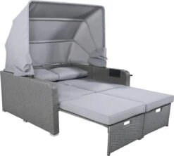 Polyrattan Patio Rieten Meubels Set Voor 2 Personen-Outdoor Rattan Sofa Set Met Intrekbare Luifel-lounge Bank-PE Rotan Loveseat Voor Achtertuin Veranda Tuin Zwembad Balkon-grijs -Meubel Verkoop 1200x1078