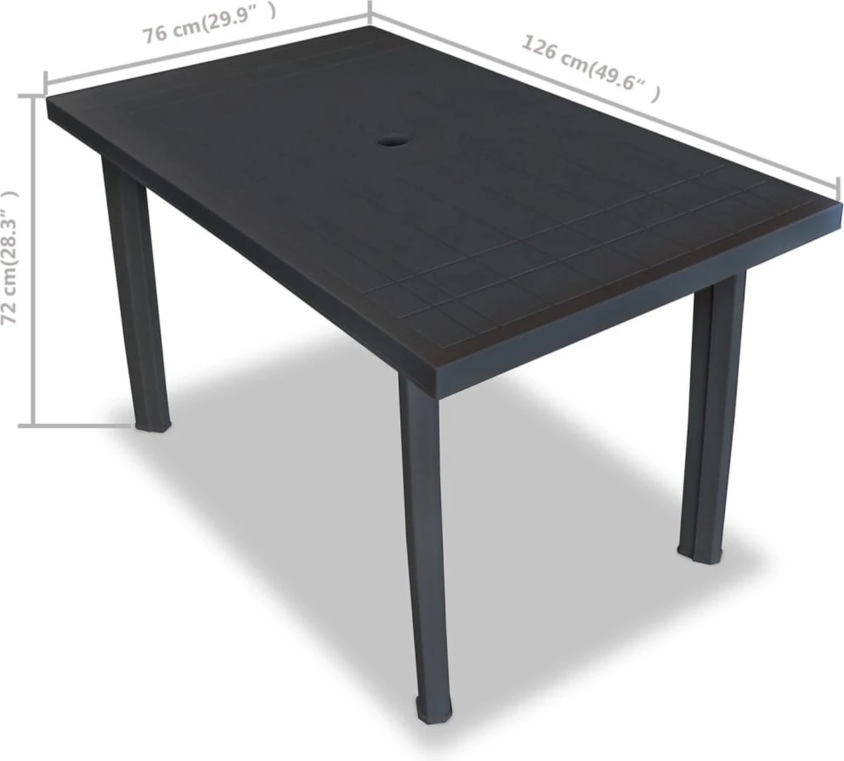 VidaXL Tuintafel 126x76x72 Cm Kunststof Antraciet 10 VidaXL Tuintafel 126x76x72 Cm Kunststof Antraciet - Afbeelding 8