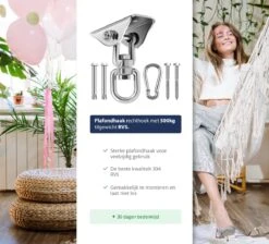 Plafondhaak - Ophangen Bokszak, Schommel En Hangstoel - Ophangsysteem - Ophanghaak - Plafondbeugel - RVS – 500kg Tilgewicht -Meubel Verkoop 1200x1087