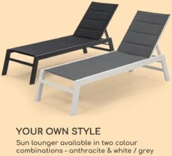 Blumfeldt Renazzo Lounge Ligstoel - Ligbed Voor De Tuin - Aluminium Tuinstoel - 6 Standen - Waterafstotend - Bekleding Van 70 % Pvc En 30 % Polyetheen - Zwart -Meubel Verkoop 1200x1089