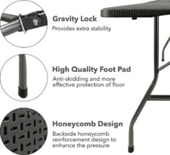MaxxGarden Vouwtafel - Zwart - Rotanlook - 180x75x74 Cm -Meubel Verkoop 1200x1099