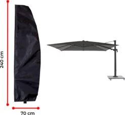 Luxe Parasolhoes Met Rits En Stok Voor Zweefparasol | 265 X 70 Cm | Waterdicht | Rits En Stok | Geschikt Voor Parasol Van 300 Cm | Zwart
