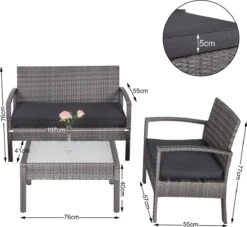 Casaria Polyrattan Loungeset – 2 Stoelen 1 Bank 1 Tafel - Antraciet 21 Casaria Polyrattan Loungeset – 2 Stoelen 1 Bank 1 Tafel - Antraciet -Meubel Verkoop 1200x1104 4