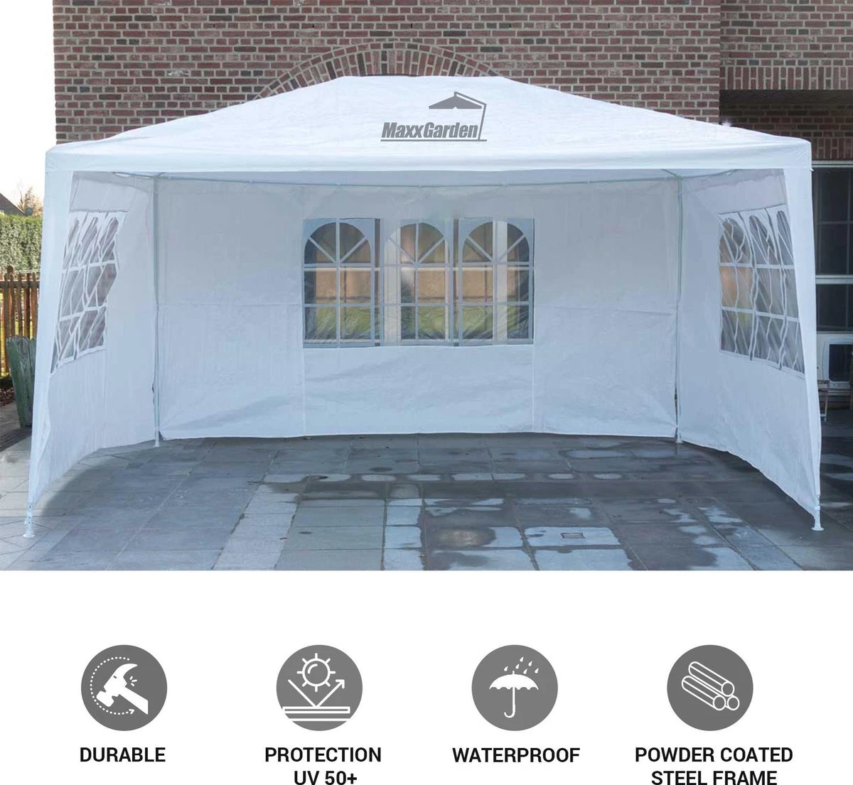MaxxGarden Partytent - Paviljoen - 3x4m - Incl. Zijwanden - Waterdicht - Wit 6 MaxxGarden Partytent - Paviljoen - 3x4m - Incl. Zijwanden - Waterdicht - Wit - Afbeelding 4