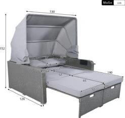 Polyrattan Patio Rieten Meubels Set Voor 2 Personen-Outdoor Rattan Sofa Set Met Intrekbare Luifel-lounge Bank-PE Rotan Loveseat Voor Achtertuin Veranda Tuin Zwembad Balkon-grijs -Meubel Verkoop 1200x1130