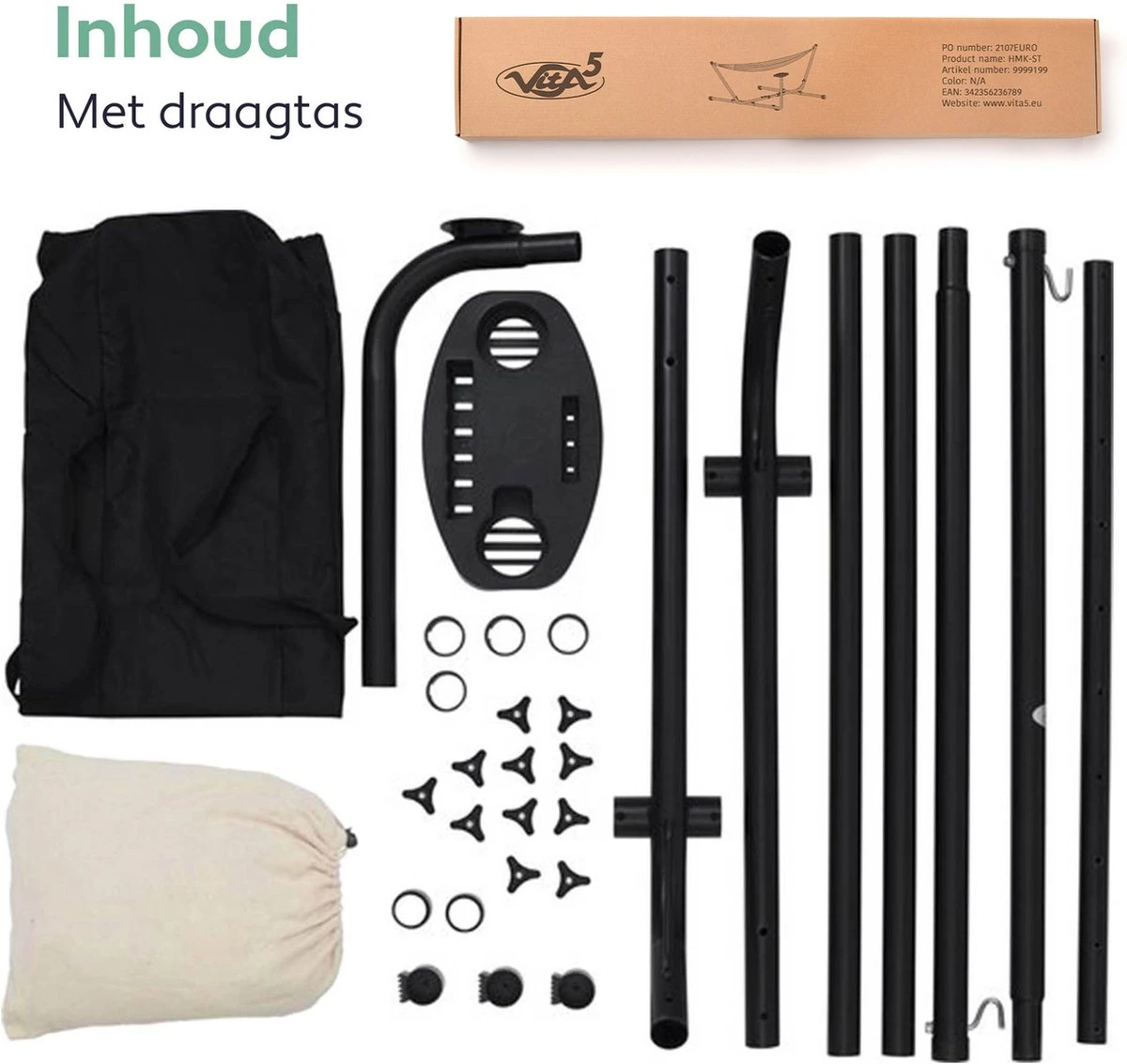 Vita5 Hangmat Met Standaard – 2 Persoons – Incl. Bekerhouder – 205kg Draaggewicht – Beige/Wit 12 Vita5 Hangmat Met Standaard – 2 Persoons – Incl. Bekerhouder – 205kg Draaggewicht – Beige/Wit - Afbeelding 10