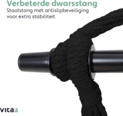 Vita5 XXL Hangstoel - Binnen&Buiten Hangnest - Incl. 2 Kussens En Boekenvak - Volwassenen&Kinderen - Hangmatstoel Tot 225kg - Zwart -Meubel Verkoop 1200x1134