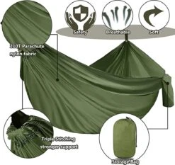 IBright Hangmat XXL - Complete Set – Incl. Karabijnhaken En Riemen - Tot 200 Kg - 270x140cm - Leger Groen 10 IBright Hangmat XXL - Complete Set – Incl. Karabijnhaken En Riemen - Tot 200 Kg - 270x140cm - Leger Groen -Meubel Verkoop 1200x1134 5