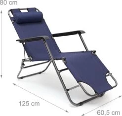 Relaxdays Ligstoel Inklapbaar - Ligbed Met Hoofdsteun - Strandstoel Verstelbaar - Camping - Donkerblauwe -Meubel Verkoop 1200x1135