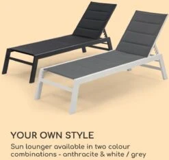 Blumfeldt Renazzo Lounge Ligstoel - Ligbed Voor De Tuin - Aluminium Tuinstoel - 6 Standen - Waterafstotend - Bekleding Van 70 % Pvc En 30 % Polyetheen - Grijs -Meubel Verkoop 1200x1137