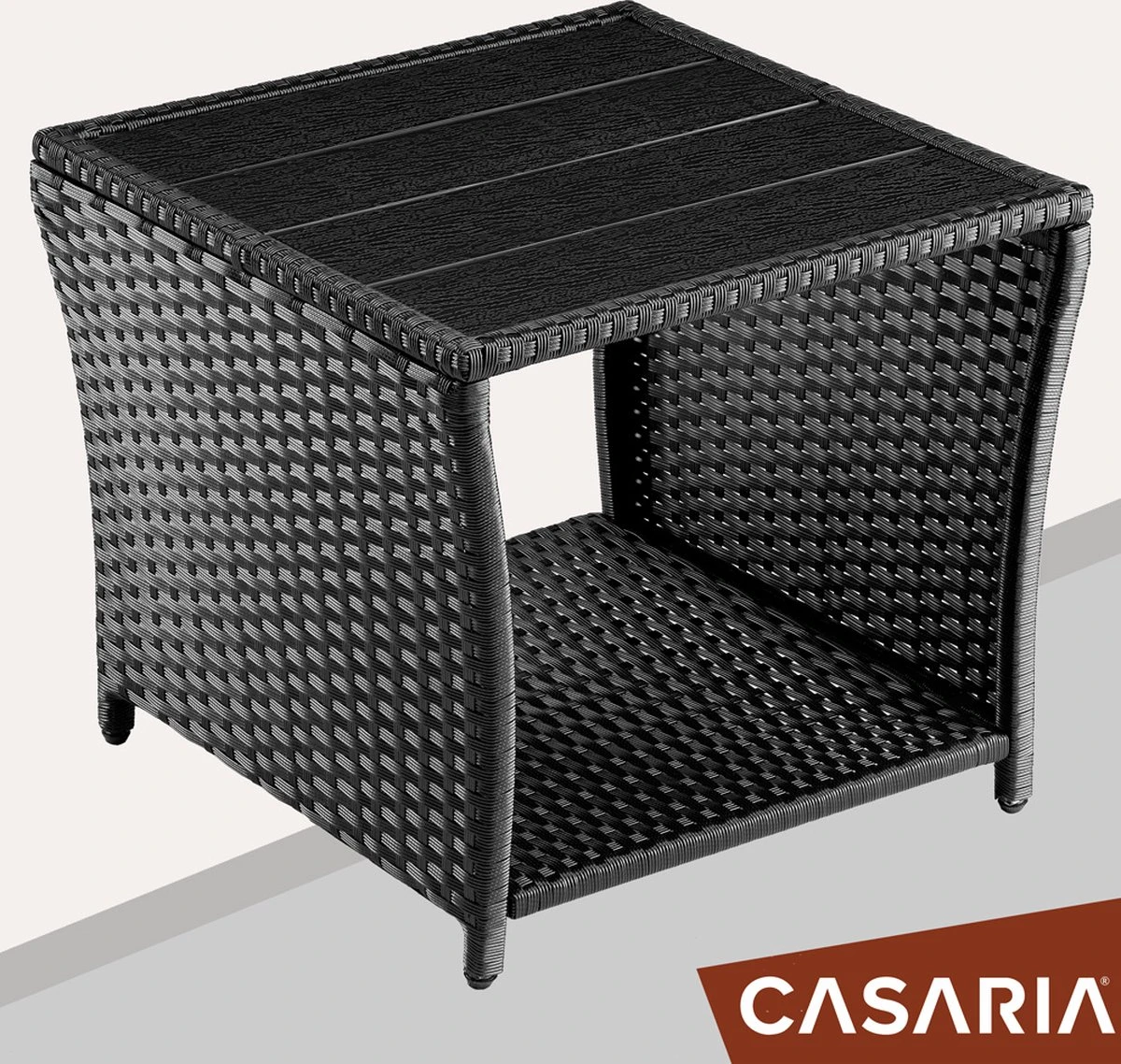 Casaria Polyrattan Bijzettafel - WPC Tafelblad 45x45x40cm – Zwart 5 Casaria Polyrattan Bijzettafel - WPC Tafelblad 45x45x40cm – Zwart - Afbeelding 3