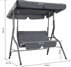 Merkloos Casaria Hollywood Schommel - Antraciet - Incl. Zonnekap -Meubel Verkoop 1200x1139 1