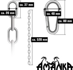 2x 50cm Hangende Stoelketting Tot 230kg - 4 Karabiners - Schommel Hangmat Bokszak Ophanging -Meubel Verkoop 1200x1145