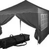 Easy Up Partytent - Partytent - Paviljoen - Partytent Opvouwbaar - Partytent 3x3 - Partytent Met Zijwanden - Inclusief Trolley - Waterdicht - UV 50+ Bescherming - Met Ramen - 16 Kg - Staal - Antraciet - 300 X 300 Cm