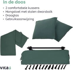 Vita5 XXL Hangstoel | Binnen&Buiten Hangnest | Incl. 2 Kussens En Boekenvak | Volwassenen&Kinderen | Hangmatstoel Tot 225kg | Donkergroen -Meubel Verkoop 1200x1152 1
