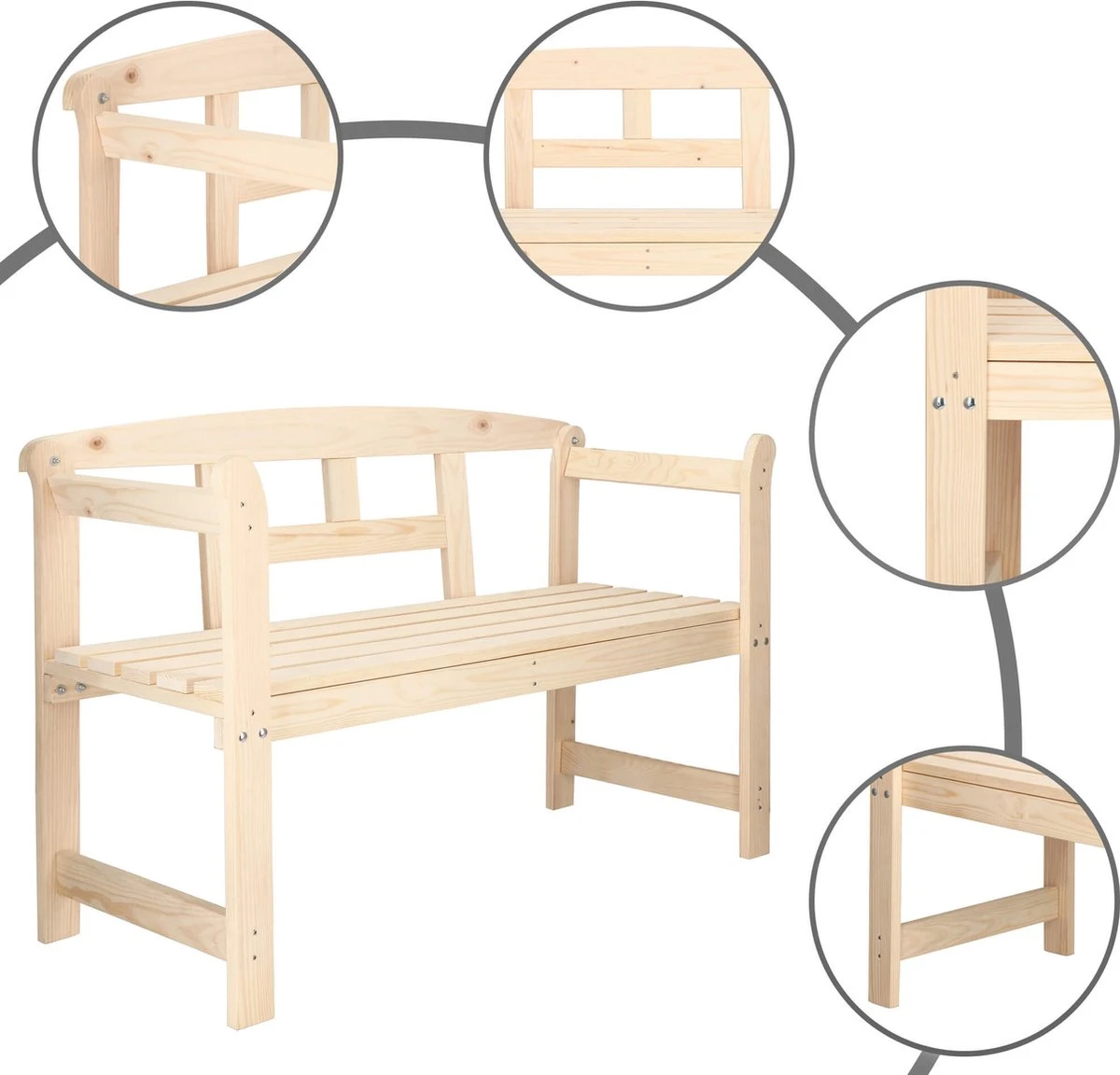 Merkloos Springos Tuinbank | Tuinbankje | Zitbank Buiten | Naaldhout | 119 X 78 X 45 Cm | Licht 14 Merkloos Springos Tuinbank | Tuinbankje | Zitbank Buiten | Naaldhout | 119 X 78 X 45 Cm | Licht - Afbeelding 12