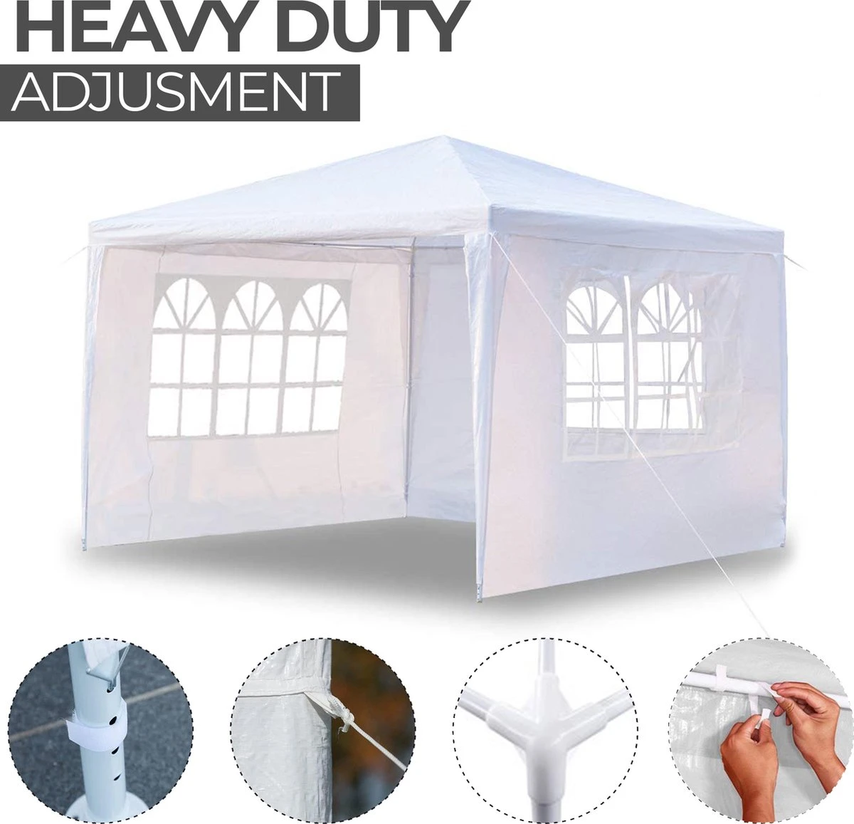 MaxxGarden Partytent - Paviljoen - 3x4m - Incl. Zijwanden - Waterdicht - Wit 5 MaxxGarden Partytent - Paviljoen - 3x4m - Incl. Zijwanden - Waterdicht - Wit - Afbeelding 3