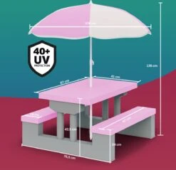 Spielwerk Kinder Tuinset – Incl. Parasol UV-bescherming - Roze Grijs -Meubel Verkoop 1200x1160 2