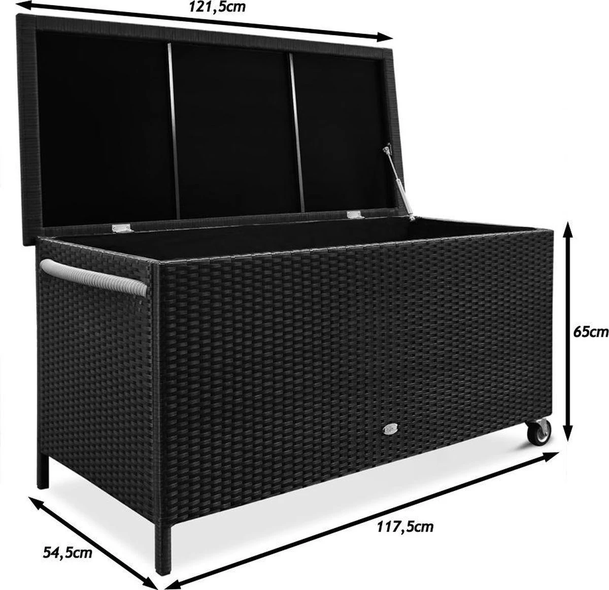 Casaria Wicker Opbergbox - Waterdicht 121,5cm Met Wielen - Grijs 4 Casaria Wicker Opbergbox - Waterdicht 121,5cm Met Wielen - Grijs - Afbeelding 2