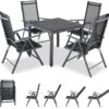 Tuinset 4 + 1 Klapstoelen Tuintafel – Aluminium 80x80cm - Grijs -Meubel Verkoop 1200x1169 1