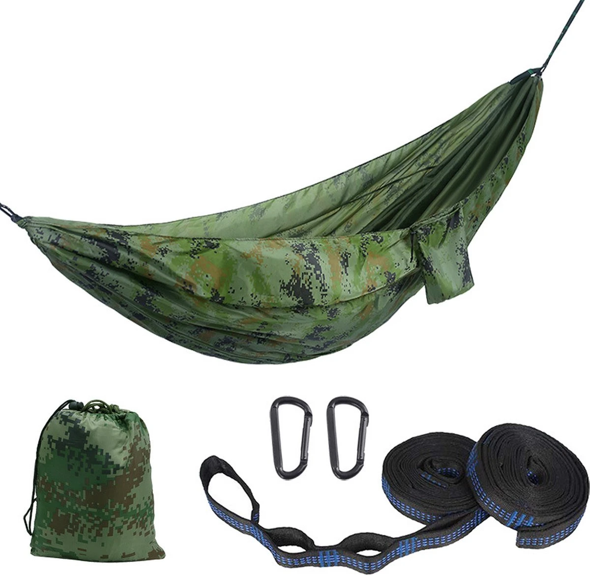 IBright Hangmat XXL - Complete Set – Incl. Karabijnhaken En Riemen - Tot 200 Kg - 270x140cm - Leger Groen 3 IBright Hangmat XXL - Complete Set – Incl. Karabijnhaken En Riemen - Tot 200 Kg - 270x140cm - Leger Groen