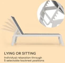 Blumfeldt Renazzo Lounge Ligstoel - Ligbed Voor De Tuin - Aluminium Tuinstoel - 6 Standen - Waterafstotend - Bekleding Van 70 % Pvc En 30 % Polyetheen - Grijs -Meubel Verkoop 1200x1171