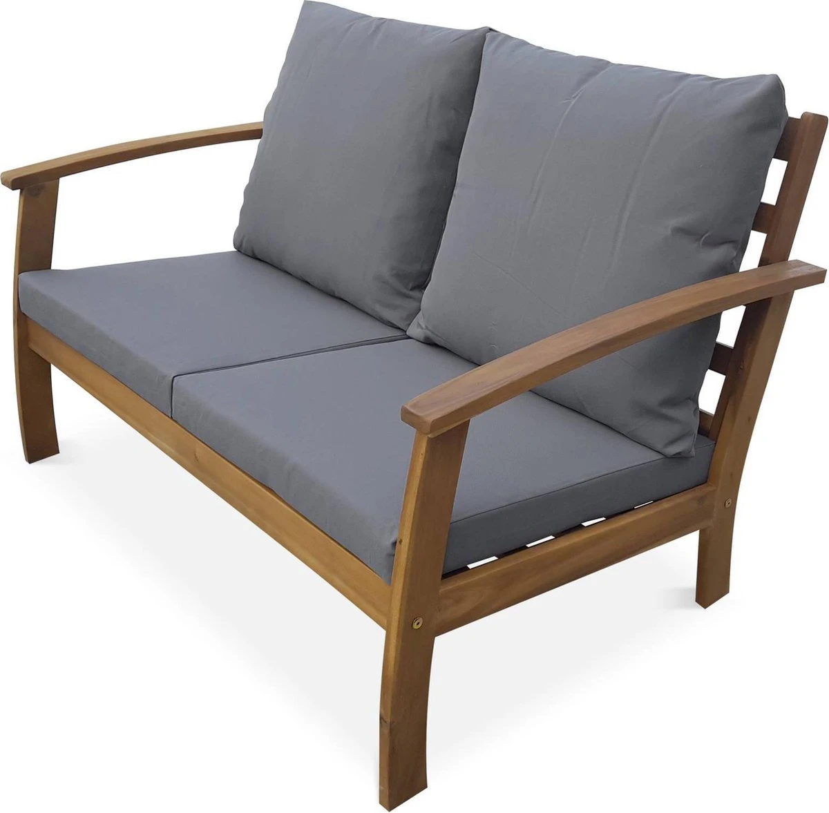 Houten Loungeset 4 Plaatsen - Ushuaïa - Grijs Kussens, Bank, Fauteuils En Lage Tafel Van Acacia, Design 4 Houten Loungeset 4 Plaatsen - Ushuaïa - Grijs Kussens, Bank, Fauteuils En Lage Tafel Van Acacia, Design - Afbeelding 2