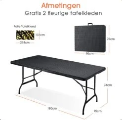 Lenx Klaptafel - Inklapbare Tafel - Opvouwbare Tuintafel - Vouwtafel - Inclusief Handvat En 2 Tafelkleden - 180x75x74cm - 6 Tot 8 Personen 15 Lenx Klaptafel - Inklapbare Tafel - Opvouwbare Tuintafel - Vouwtafel - Inclusief Handvat En 2 Tafelkleden - 180x75x74cm - 6 Tot 8 Personen -Meubel Verkoop 1200x1179 1
