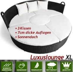 Casaria Polyrattan Zonne-Eiland Ø185cm – Incl. Kussens - Zwart Crème 28 Casaria Polyrattan Zonne-Eiland Ø185cm – Incl. Kussens - Zwart Crème -Meubel Verkoop 1200x1184 3