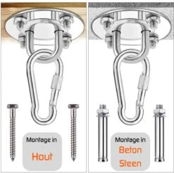 Plafondhaak – Voor Beton En Hout - Hangstoel – Hangmat – Bokszak – RVS – Binnen En Buiten – Ophangsysteem – Ophanghaak – 400KG -Meubel Verkoop 1200x1194