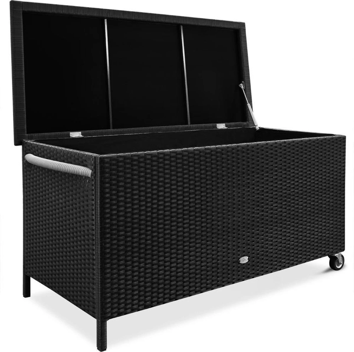 Casaria Wicker Opbergbox - Waterdicht 121,5cm Met Wielen - Grijs 3 Casaria Wicker Opbergbox - Waterdicht 121,5cm Met Wielen - Grijs
