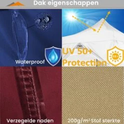 Easy Up Partytent - Partytent - Paviljoen - Partytent Opvouwbaar - Partytent 3x3 - Partytent Met Zijwanden - Inclusief Trolley - Waterdicht - UV 50+ Bescherming - Met Ramen - 16 Kg - Staal - Antraciet - 300 X 300 Cm -Meubel Verkoop 1200x1195 2