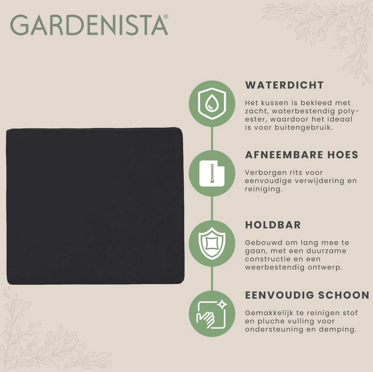 Gardenista Stoelkussen - Waterbestendige Tuinkussens Voor Binnen En Buiten - Zitkussen Met Lint - Kussens Voor Tuinstoel 6 Gardenista Stoelkussen - Waterbestendige Tuinkussens Voor Binnen En Buiten - Zitkussen Met Lint - Kussens Voor Tuinstoel - Afbeelding 4