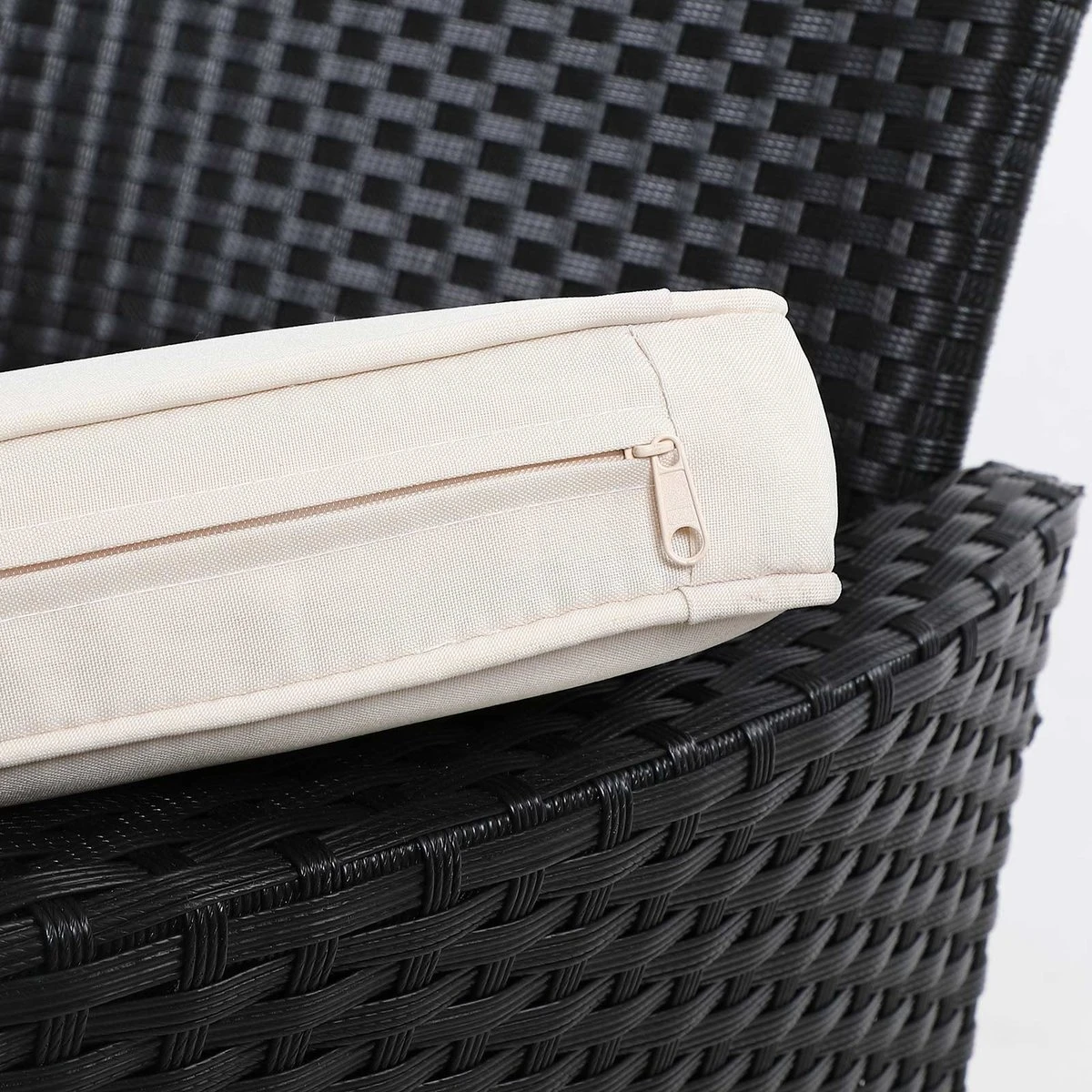 Casaria Tuinbank Polyrattan – 2 Zitter Incl. Tafel & Kussens – Zwart 11 Casaria Tuinbank Polyrattan – 2 Zitter Incl. Tafel & Kussens – Zwart - Afbeelding 9