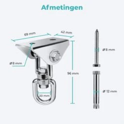 AVINT GOODS RVS Ophangsysteem Plafondhaak Bokszak – Schroefhaak & Ophanghaak Hangstoel – Muurhaak Binnen & Buiten - 550KG -Meubel Verkoop 1200x1200 106