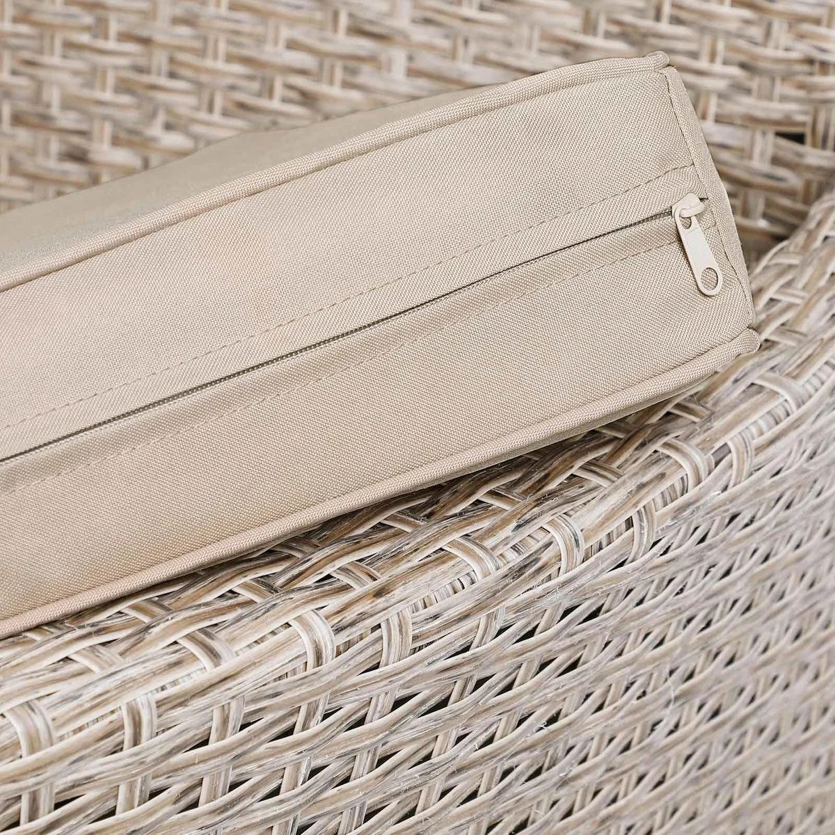 Casaria Polyrattan Tuinset - 4 Stoelen & Tafel 90x90 Cm - Beige Grijs 12 Casaria Polyrattan Tuinset - 4 Stoelen & Tafel 90x90 Cm - Beige Grijs - Afbeelding 10