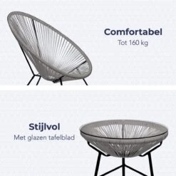 LifeGoods Acapulco Bistroset - 3-Delig - Tuinset Met Bijzettafel - Grijs -Meubel Verkoop 1200x1200 1102