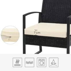 Songmics Tuinmeubelset, 3-delige Set, Van Polyrotan, Voor Outdoor, Terras, Balkon, Tuin, Eenvoudige Montage, Bijzettafel En 2 Stoelen, Zwart-beige -Meubel Verkoop 1200x1200 1120