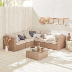 Alice's Garden Loungeset Napoli - 5 Plaatsen - Wicker - 6 Elementen - Beige/Beige -Meubel Verkoop 1200x1200 1199