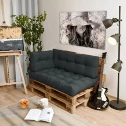 Beautissu Style – Palletkussen Set – 1x Zitkussen 120x80 Cm & 1x Rugkussen 120x40 Cm – Graphiet Grijs -Meubel Verkoop 1200x1200 1259