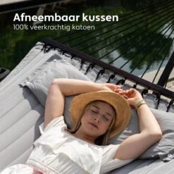 Vita5 Hangmat Met Standaard En Spreidstok – 2 Persoons – Incl. Bekerhouder - Afneembaar Kussen – Uv-bestendig – Lichtgrijs -Meubel Verkoop 1200x1200 1269