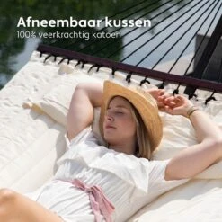 Vita5 Hangmat Met Standaard En Spreidstok – 2 Persoons – Incl. Bekerhouder - Afneembaar Kussen – Uv-bestendig – Beige -Meubel Verkoop 1200x1200 1313