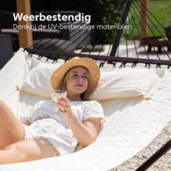 Vita5 Hangmat Met Standaard En Spreidstok – 2 Persoons – Incl. Bekerhouder - Afneembaar Kussen – Uv-bestendig – Beige -Meubel Verkoop 1200x1200 1316
