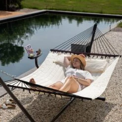 Vita5 Hangmat Met Standaard En Spreidstok – 2 Persoons – Incl. Bekerhouder - Afneembaar Kussen – Uv-bestendig – Beige -Meubel Verkoop 1200x1200 1318