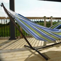 Hangmat Met Standaard En Opbergtas – 2 Persoons – Max. Draaggewicht 200Kg – Hangmatset – Hangmatten – Hang Mat Voor Binnen En Buiten – Hangmatstandaard – Hammock – Blauw / Groen -Meubel Verkoop 1200x1200 1326