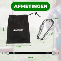4House Ophang Koord Voor Hangmat, Hangstoel / Schommel - Hangmat Bevestigingsset Inclusief Haken - Karabijnhaak - Hangmat Standaard -Schommelophangset - Hangmat Ophangsysteem -150cm - Tot 1000kg - Boomvriendelijke Hangmat Ophangset - Set Van 2Stuks -Meubel Verkoop 1200x1200 1328