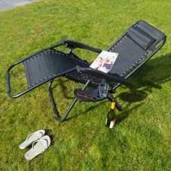 Luxe Ligstoel Met Hoofdsteun & Voetsteun - Verstelbare Rugleuning - Zonnebed Relaxstoel Voor Tuin/Terras/Strand/Balkon/Zwembad/Camping - Inklapbaar - Weerbestendig - Zwart -Meubel Verkoop 1200x1200 153